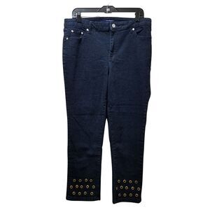 Denim 24/7 Grommet Jeans Women's 14W Blue Ankle Stretch Denim